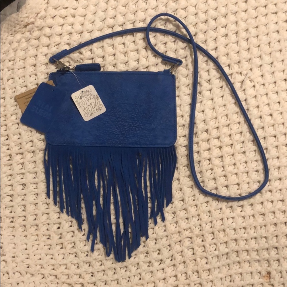 Free People real suede blue purse
